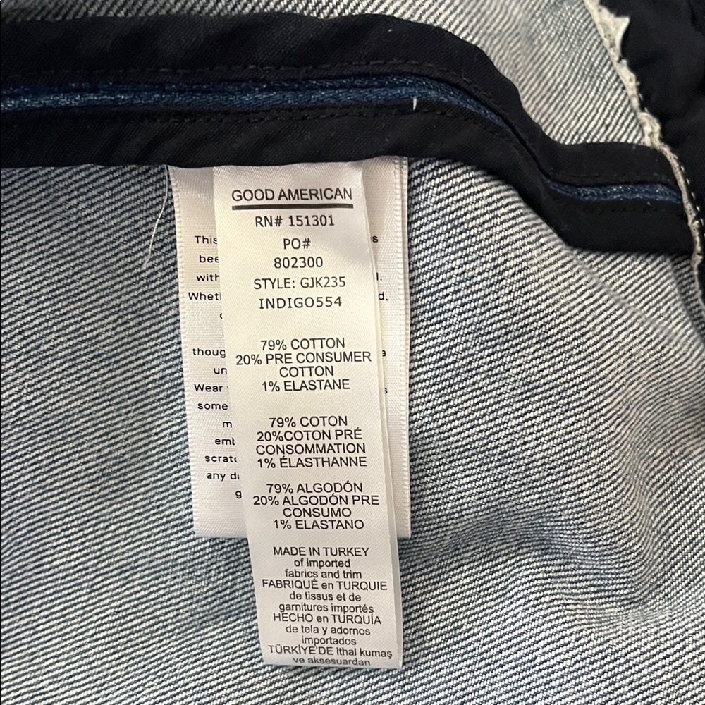 Good American Light Blue Cotton Denim Uniform Style Blazer Jacket Small - Picture 12 of 14